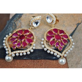 Ruby Pearl Dangler Earrings